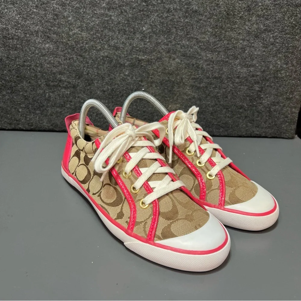 Coach Barrett Signature Brown Canvas Sneakers Women’s Size 8.5 - Picture 2 of 14